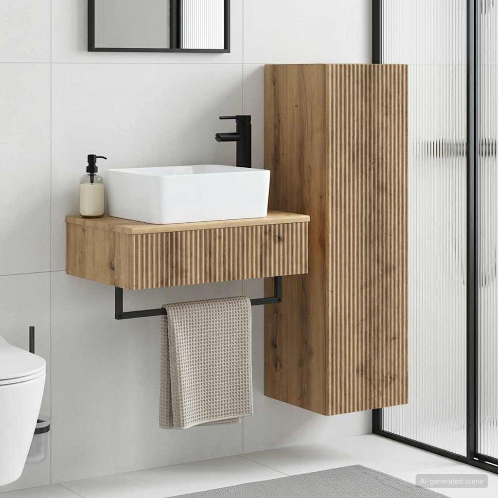 Bathroom Cabinet Set 2 pcs 33 x 34.5 x 100 cm Artisan oak