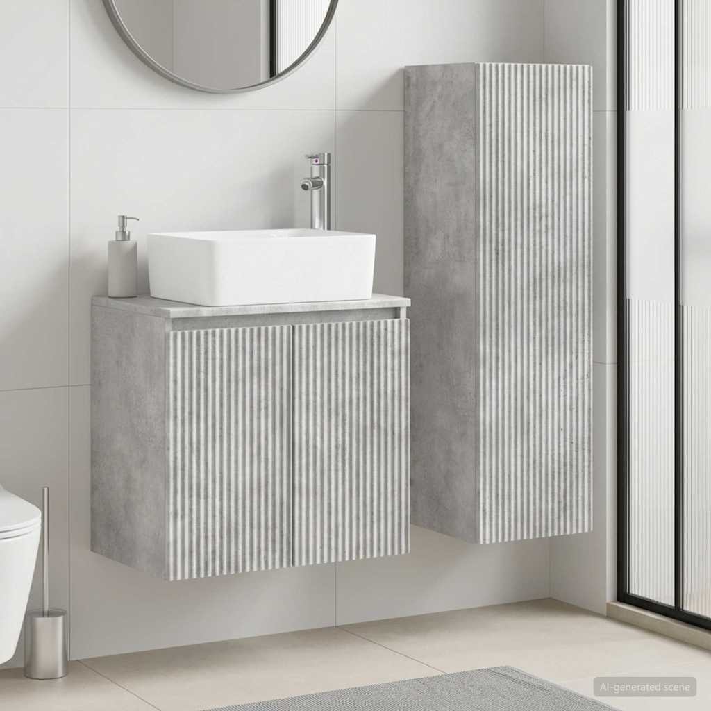 Bathroom Cabinet Set 2 pcs 33 x 34.5 x 100 cm Concrete grey