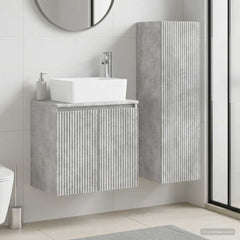 Bathroom Cabinet Set 2 pcs 33 x 34.5 x 100 cm Concrete grey