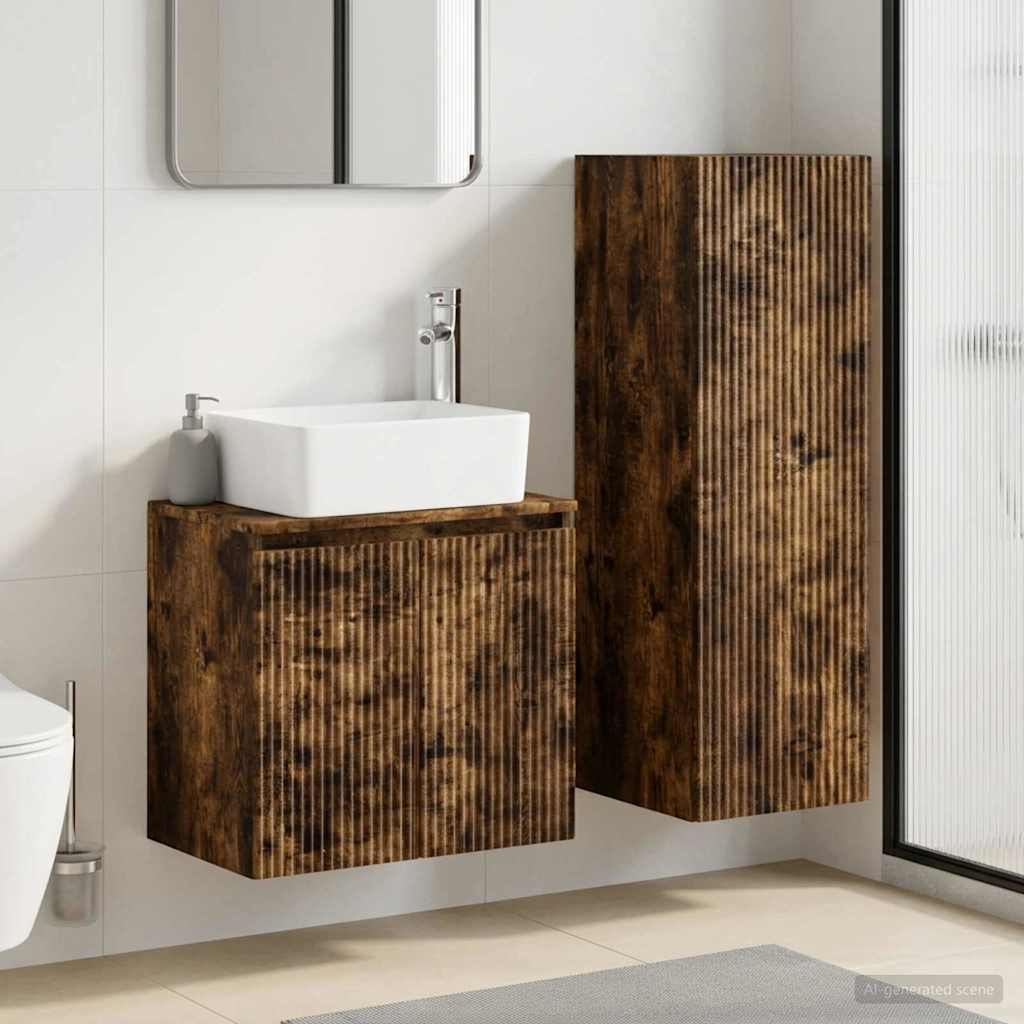 Bathroom Cabinet Set 2 pcs 33 x 34.5 x 100 cm Smoked oak