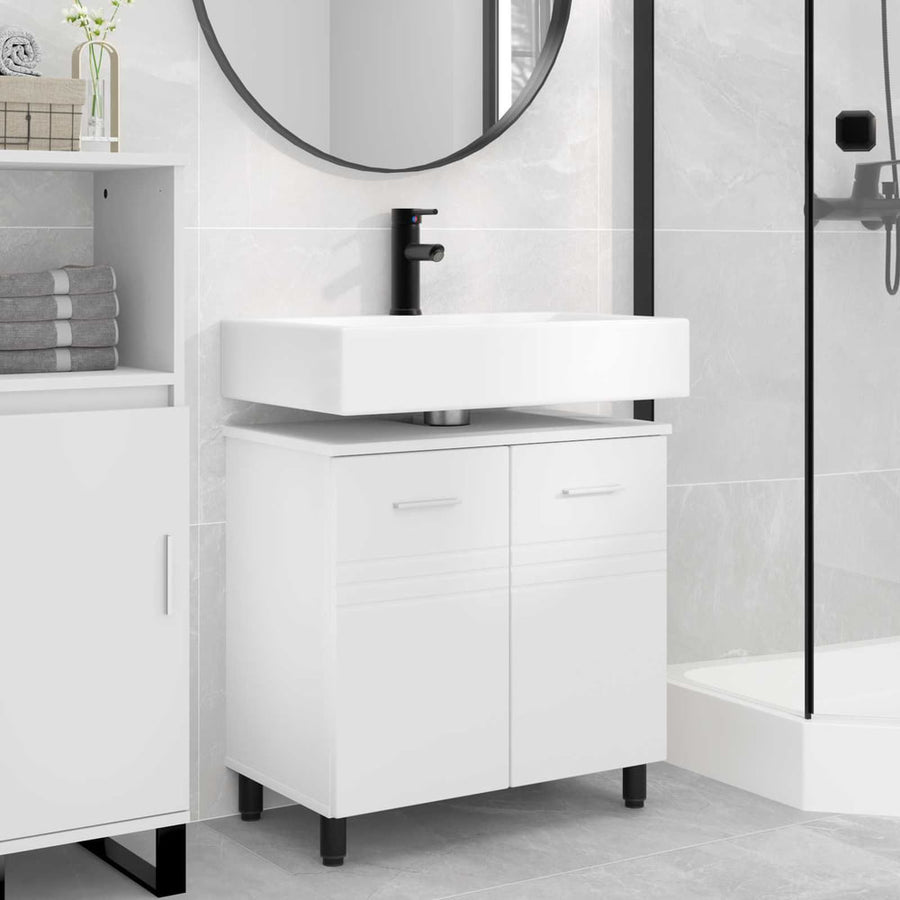Bathroom Vanity Unit White Engineered Wood