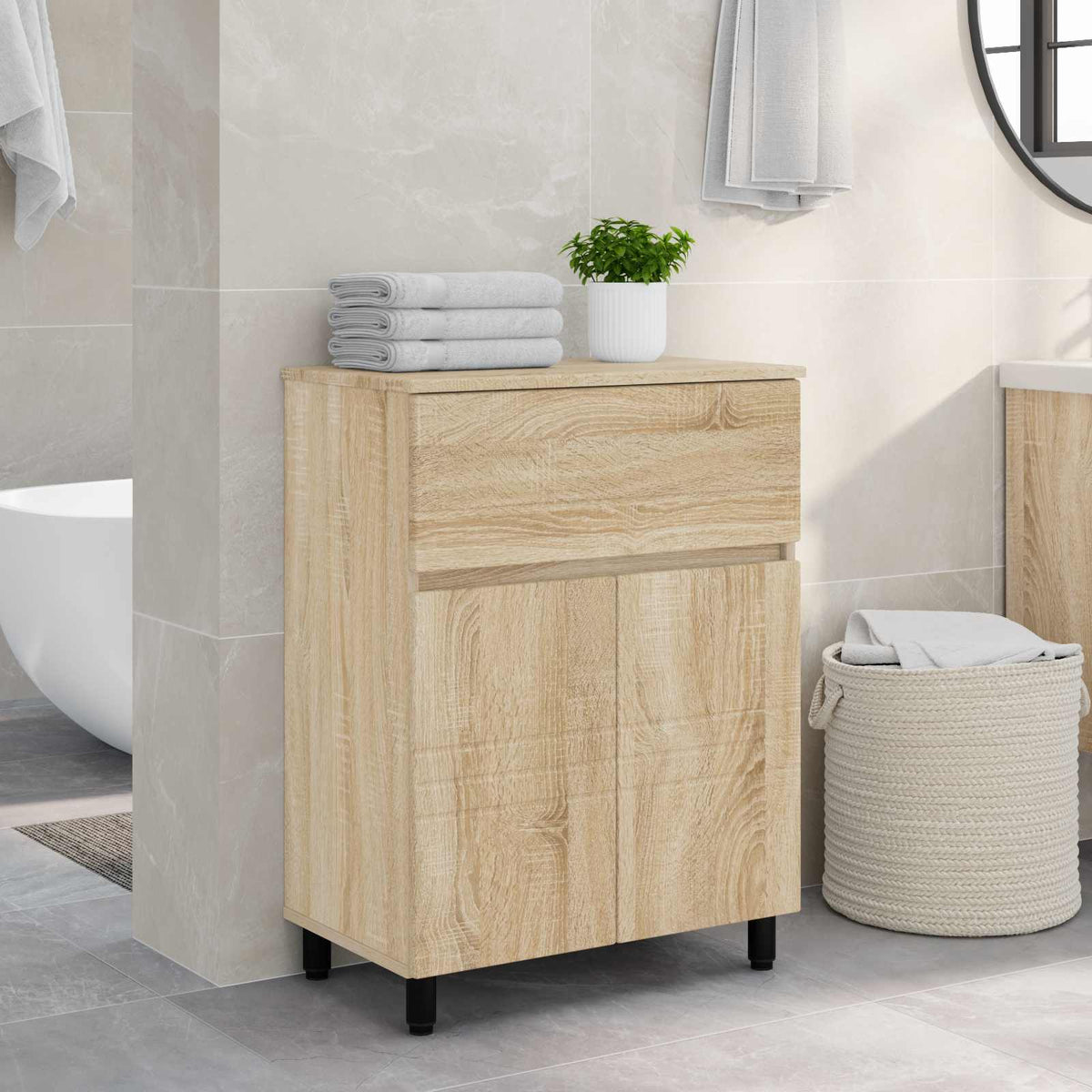 Bathroom Vanity Unit 60 x 35 x 80 cm Engineered Wood Sonoma oak