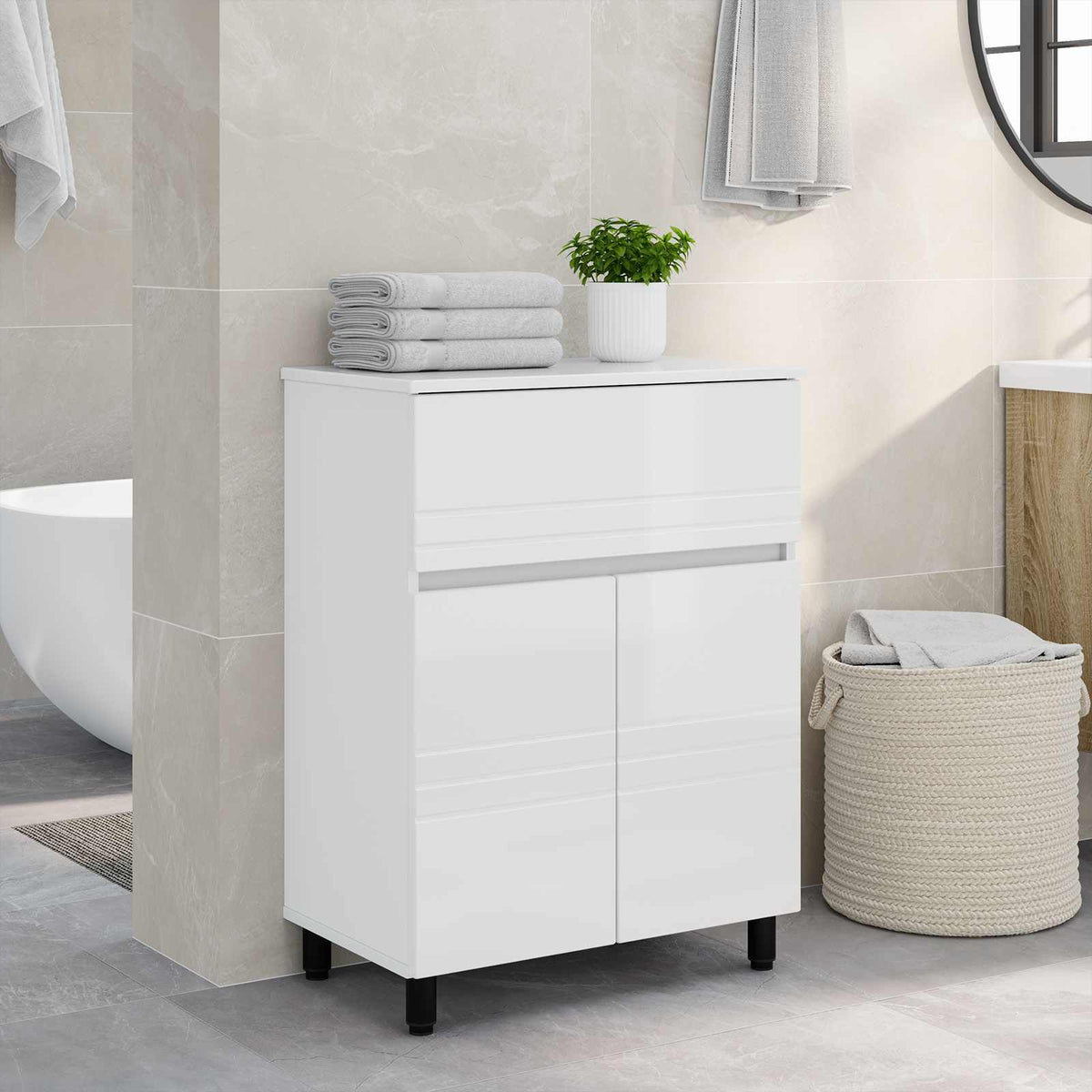 Bathroom Vanity Unit 60 x 35 x 80 cm Engineered Wood High gloss white