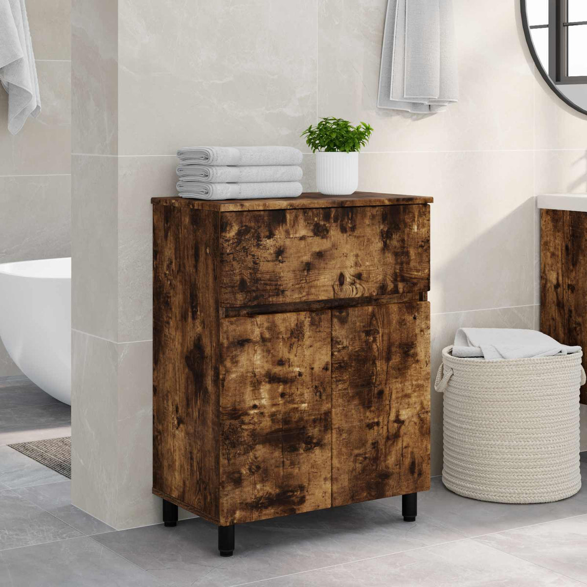 Bathroom Vanity Unit 60 x 35 x 80 cm Engineered Wood Smoked oak
