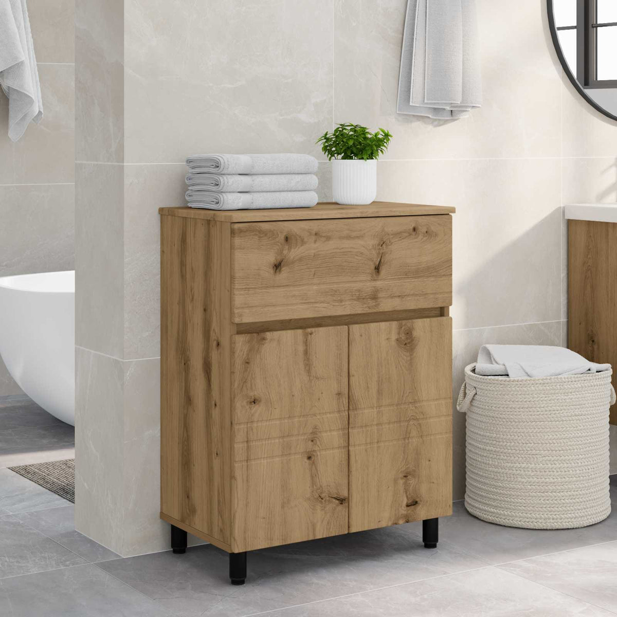 Bathroom Vanity Unit 60 x 35 x 80 cm Engineered Wood Artisan oak