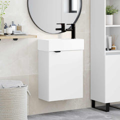 Bathroom Vanity Unit with Tap 45.5 x 22.5 x 84 cm White Right hand