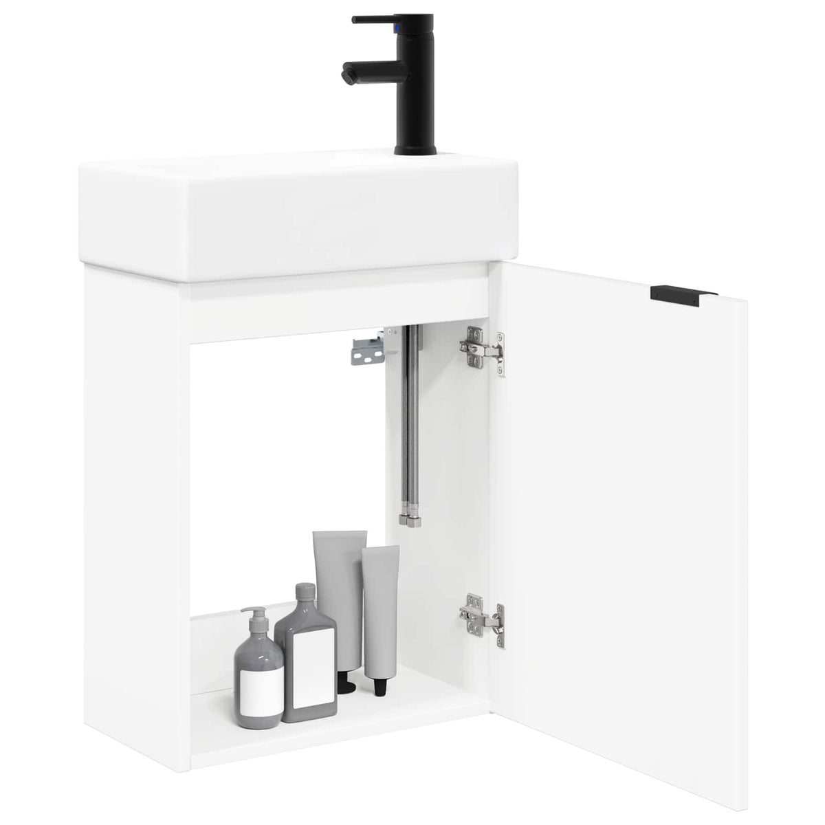 Bathroom Vanity Unit with Tap 45.5 x 22.5 x 84 cm White Right hand