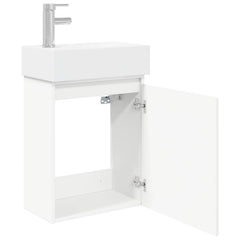 Bathroom Vanity Unit with Tap 45.5 x 22.5 x 84 cm White with left faucet