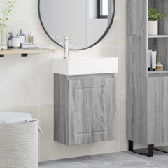 Bathroom Vanity Unit with Tap 45.5 x 22.5 x 84 cm Grey sonoma with left faucet
