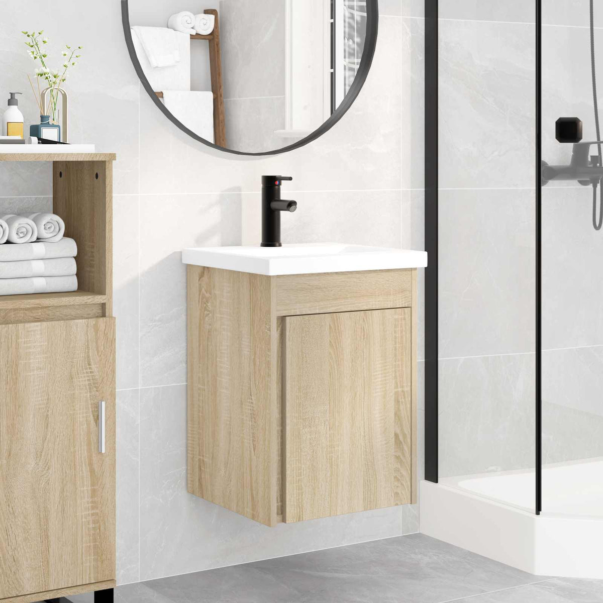 Bathroom Vanity Unit with Tap 42 x 40 x 74.5 cm Sonoma oak