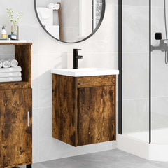 Bathroom Vanity Unit with Tap 42 x 40 x 74.5 cm Smoked oak