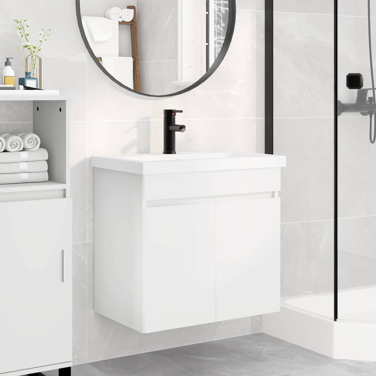 Bathroom Vanity Unit with Tap 61 x 40 x 74.5 cm White