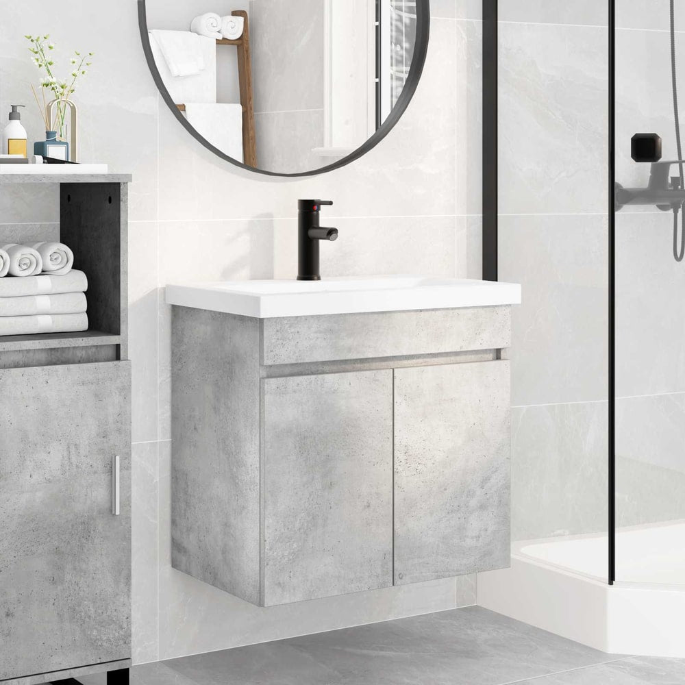 Bathroom Vanity Unit with Tap 61 x 40 x 74.5 cm Concrete grey