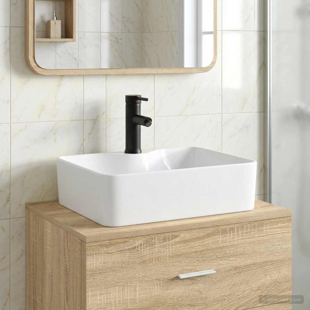Bathroom Washbasin 48.5 x 37.5 x 13 cm Ceramic Matte black
