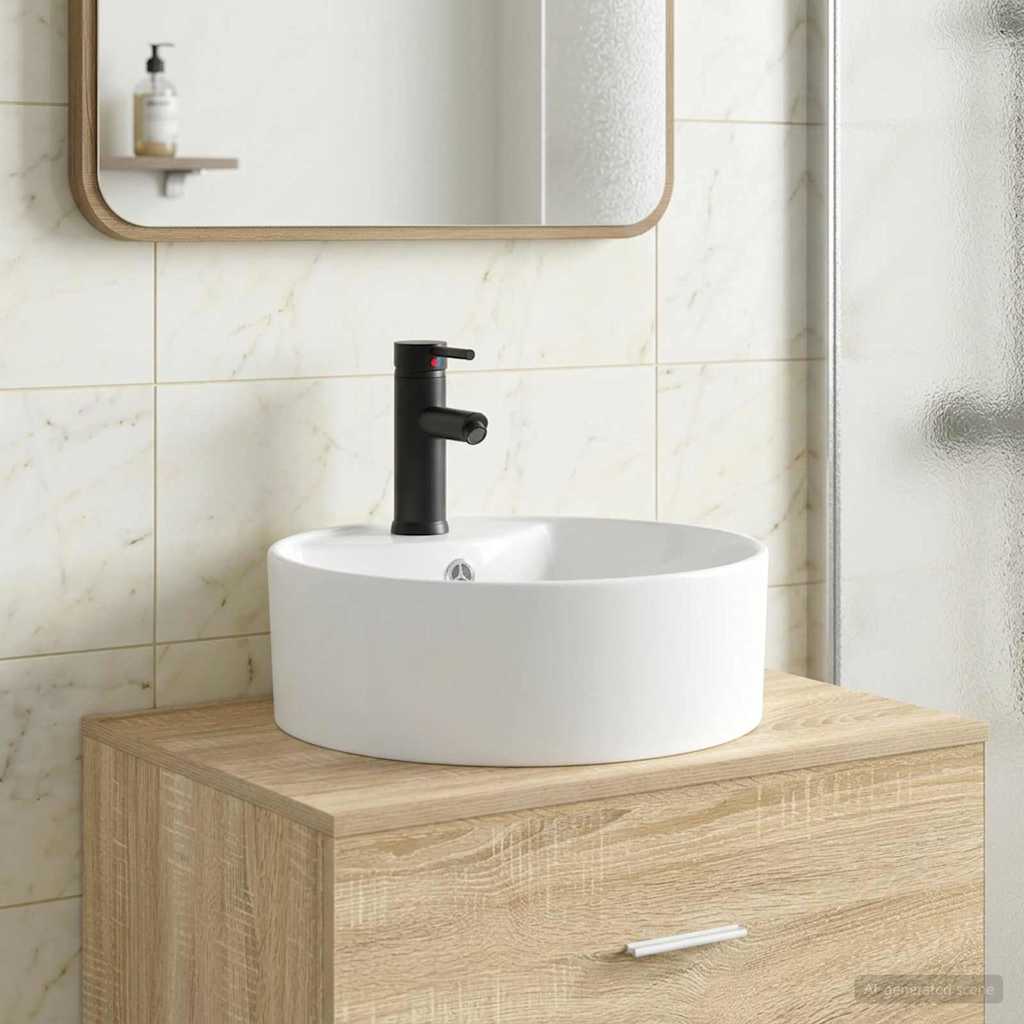 Bathroom Washbasin 40.5 x 40.5 x 15 cm Ceramic Matte black