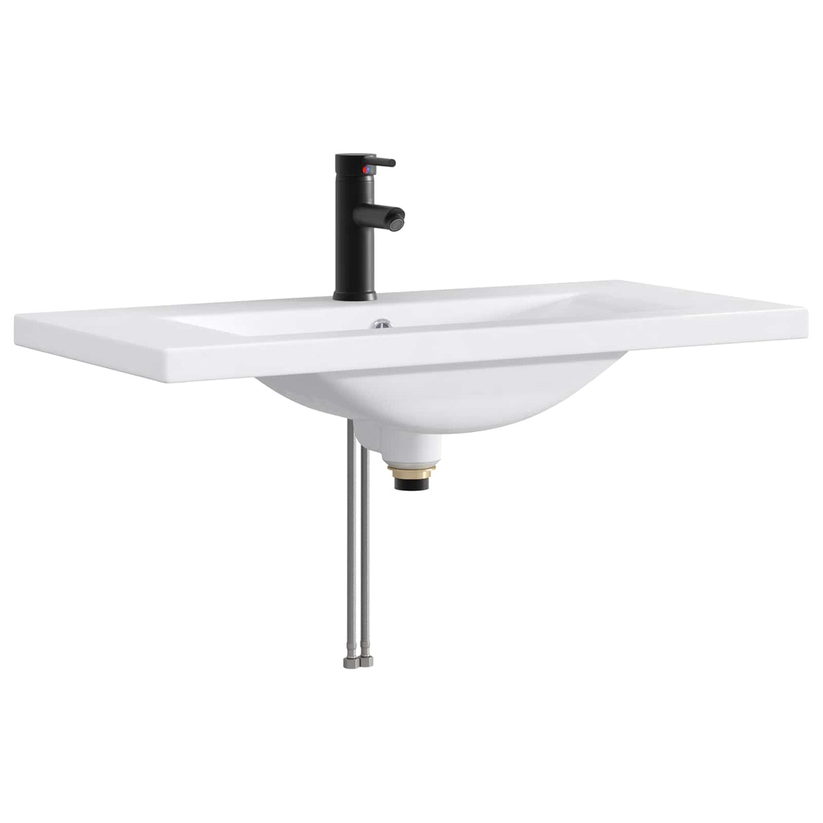Bathroom Wash Basin Metal Matte black 81 cm 17.5 cm