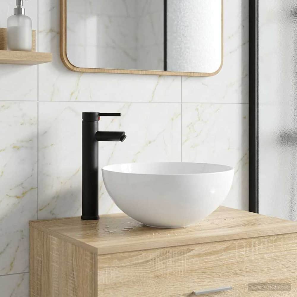 Bathroom Sink with Faucet and Drain Matte Black 35.5 cm 14.5 cm 35.5 cm
