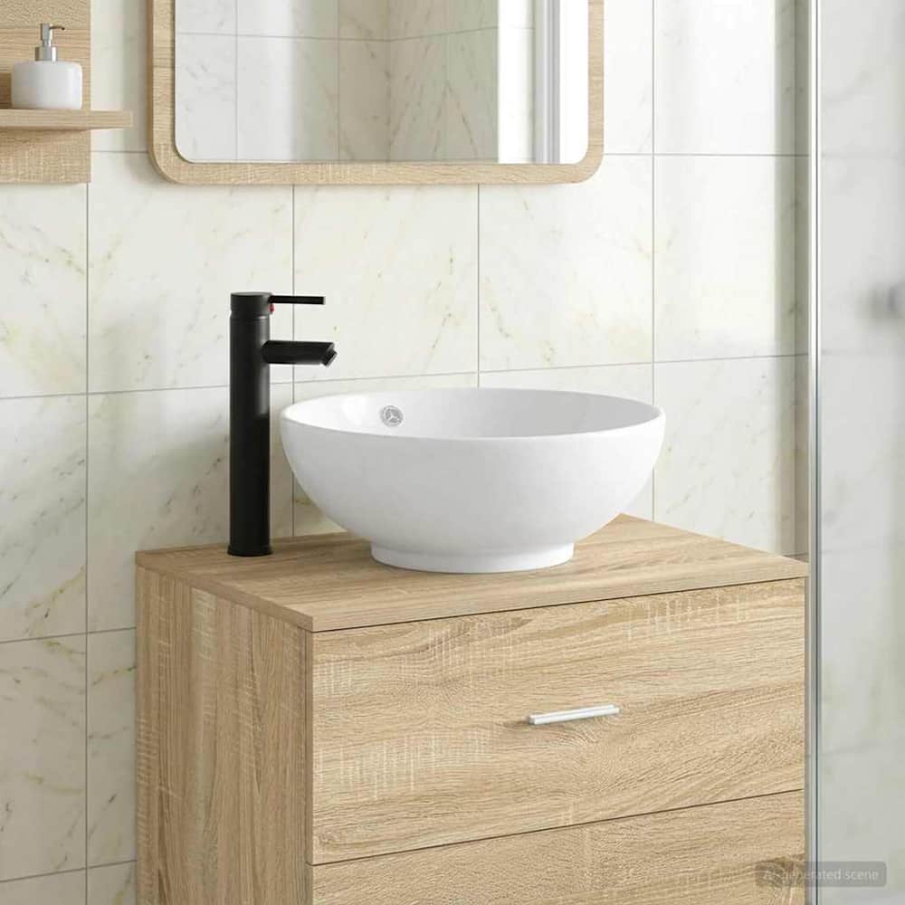 Bathroom Sink with Faucet and Drain Matte Black 44 cm 16 cm 44 cm