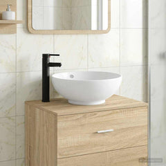 Bathroom Sink with Faucet and Drain Matte Black 44 cm 16 cm 44 cm