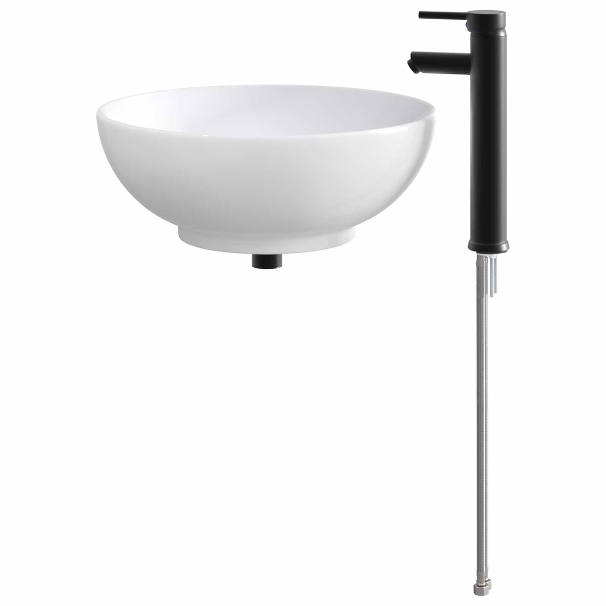 Bathroom Sink with Faucet and Drain Matte Black 44 cm 16 cm 44 cm
