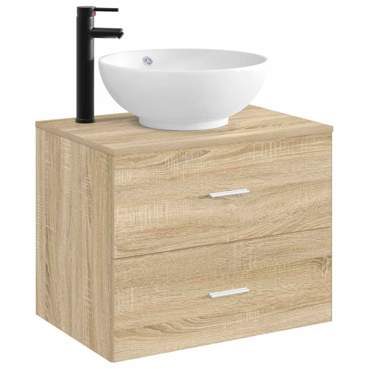 Bathroom Sink with Faucet and Drain Matte Black 44 cm 16 cm 44 cm