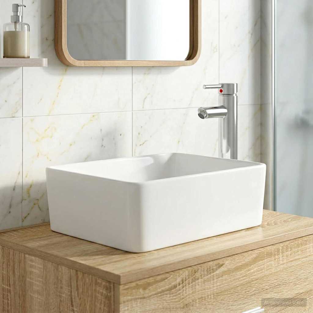 Bathroom Sink with Faucet and Drain Chrome 40.5 cm 13 cm 30.5 cm