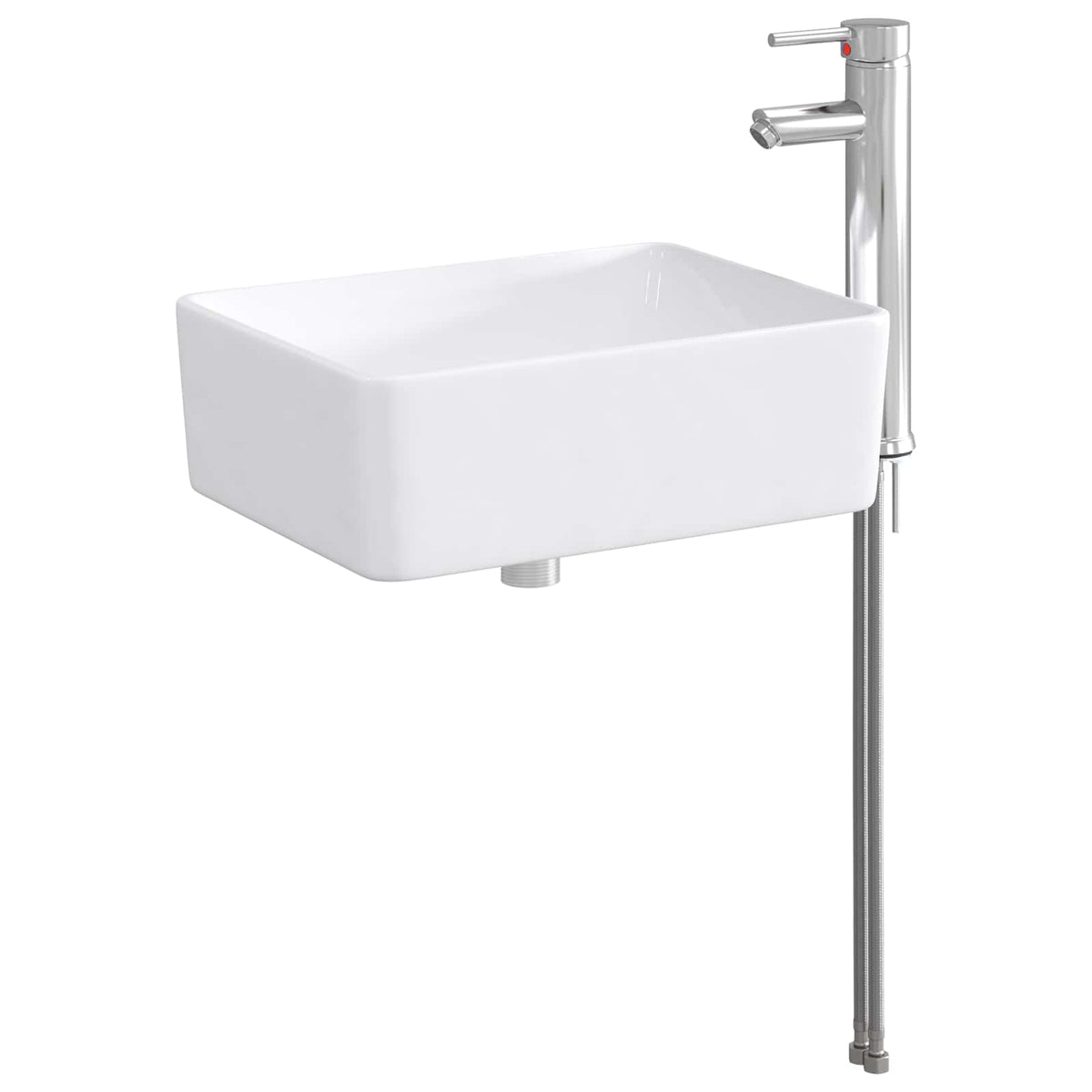 Bathroom Sink with Faucet and Drain Chrome 40.5 cm 13 cm 30.5 cm