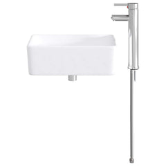 Bathroom Sink with Faucet and Drain Chrome 40.5 cm 13 cm 30.5 cm