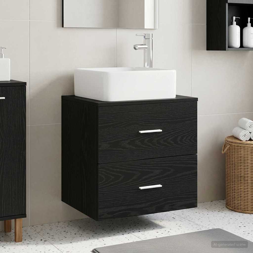 Wall-mounted Bathroom Sink Cabinet 49.5 x 41 x 80 cm Black oak