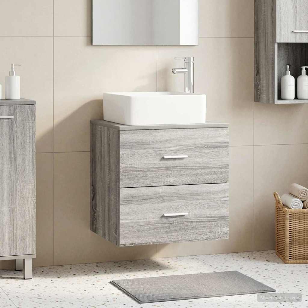 Wall-mounted Bathroom Sink Cabinet 49.5 x 41 x 80 cm Grey sonoma