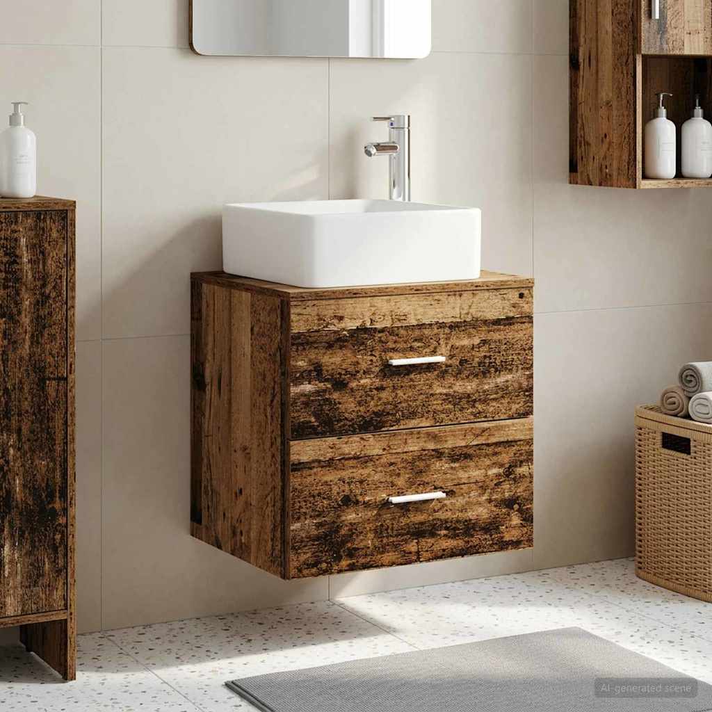 Wall-mounted Bathroom Sink Cabinet 49.5 x 41 x 80 cm Old wood