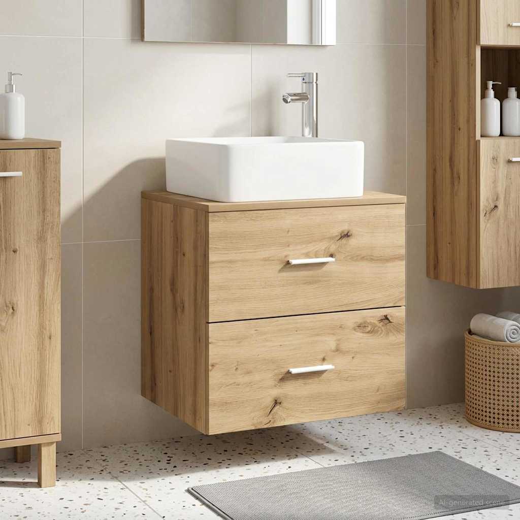 Wall-mounted Bathroom Sink Cabinet 49.5 x 41 x 80 cm Artisan oak