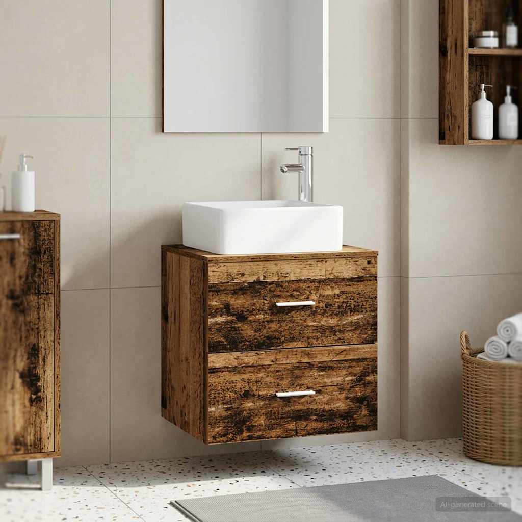 Wall-mounted Bathroom Sink Cabinet 53 x 35 x 80 cm Old wood