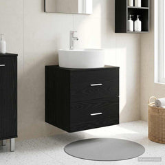Wall-mounted Bathroom Sink Cabinet Black oak
