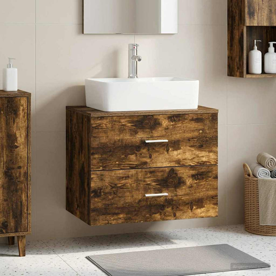 Wall-Mounted Bathroom Cabinet Smoked Oak