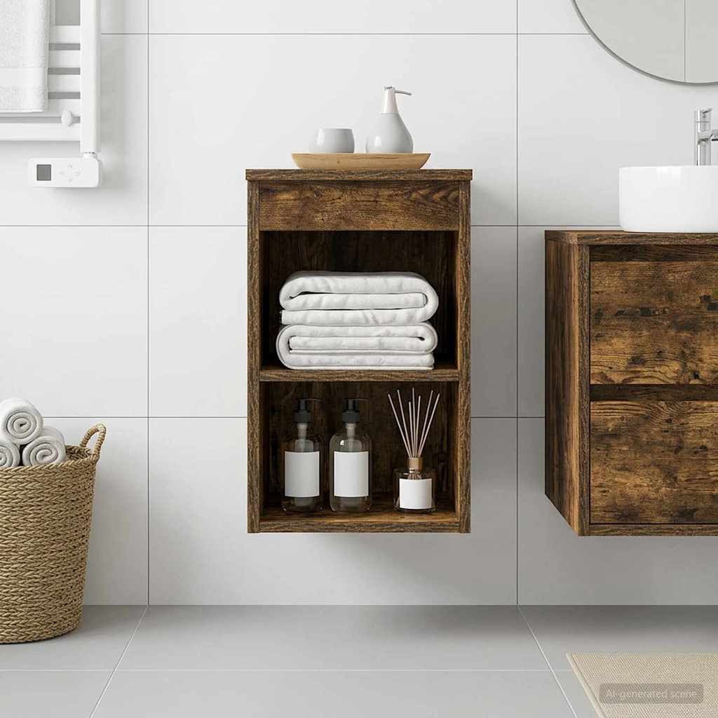 vidaXL Bathroom Cabinet In-between Smoked Oak 30 x 35 x 50 cm 4