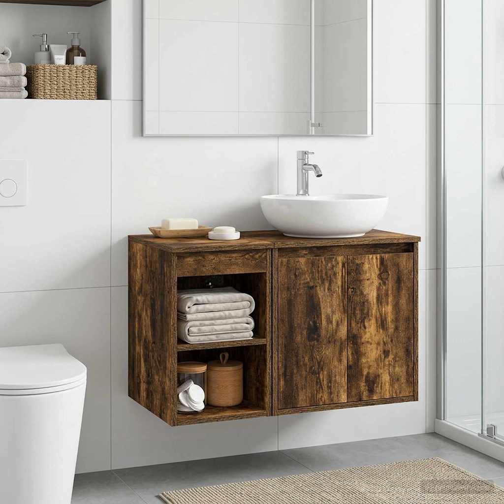 vidaXL Bathroom Cabinet In-between Smoked Oak 30 x 41 x 50 cm 4