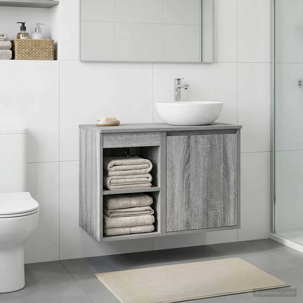 vidaXL Bathroom Cabinet In-between Grey Sonoma 30 x 41 x 50 cm 1