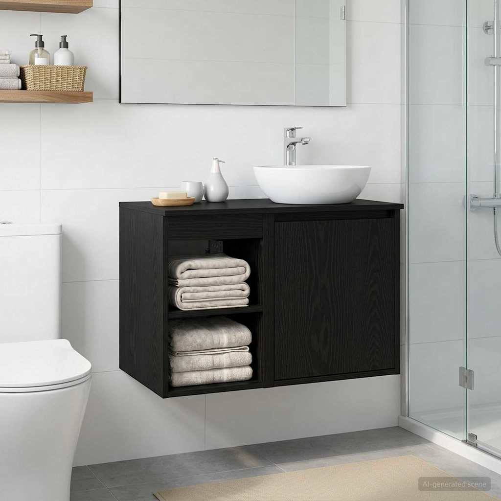 vidaXL Bathroom Cabinet In-between Black Oak 30 x 44.5 x 50 cm 4