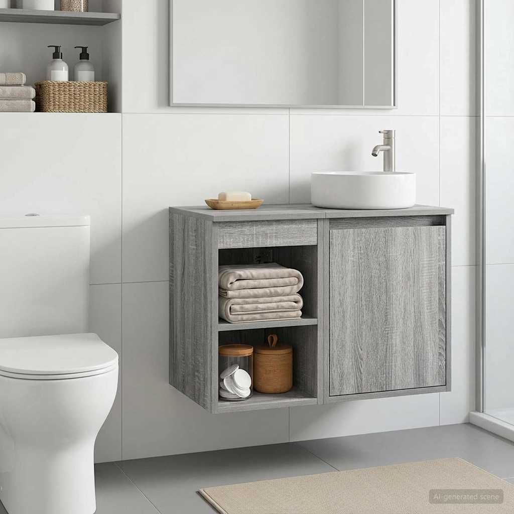 vidaXL Bathroom Cabinet In-between Grey Sonoma 30 x 44.5 x 50 cm 4