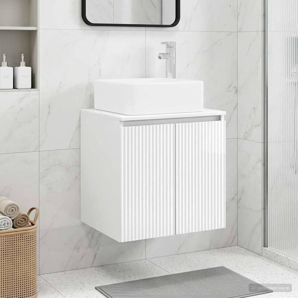 Wall-mounted Bathroom Sink Cabinet 49.5 x 41 x 80 cm High gloss white