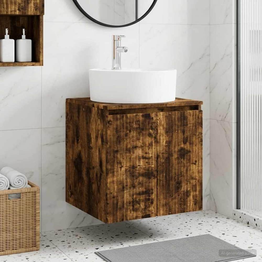 Wall-mounted Bathroom Sink Cabinet Smoked oak