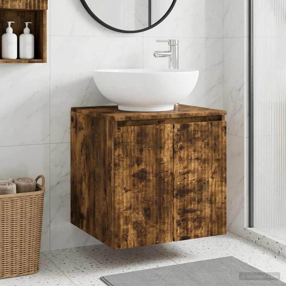 Wall-mounted Bathroom Sink Cabinet Smoked oak