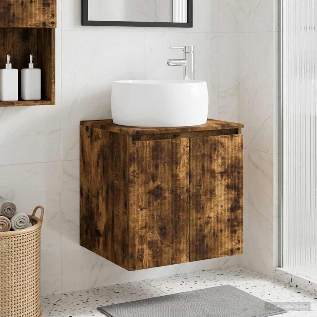 Wall-mounted Bathroom Sink Cabinet Smoked oak