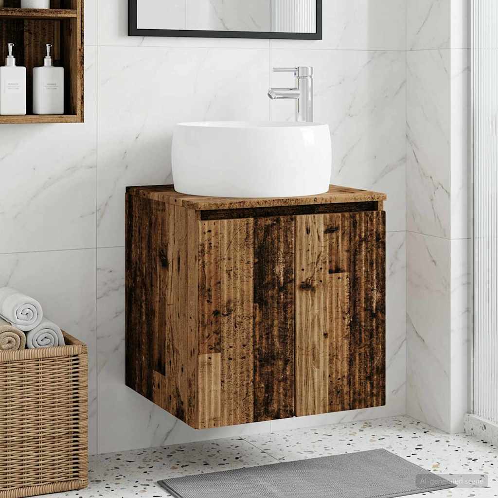 Wall-mounted Bathroom Sink Cabinet Old wood