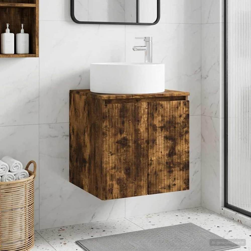 Wall-mounted Bathroom Sink Cabinet Smoked oak