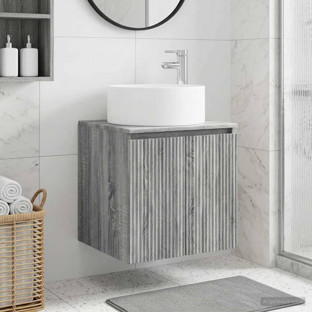 Wall-mounted Bathroom Sink Cabinet Grey sonoma