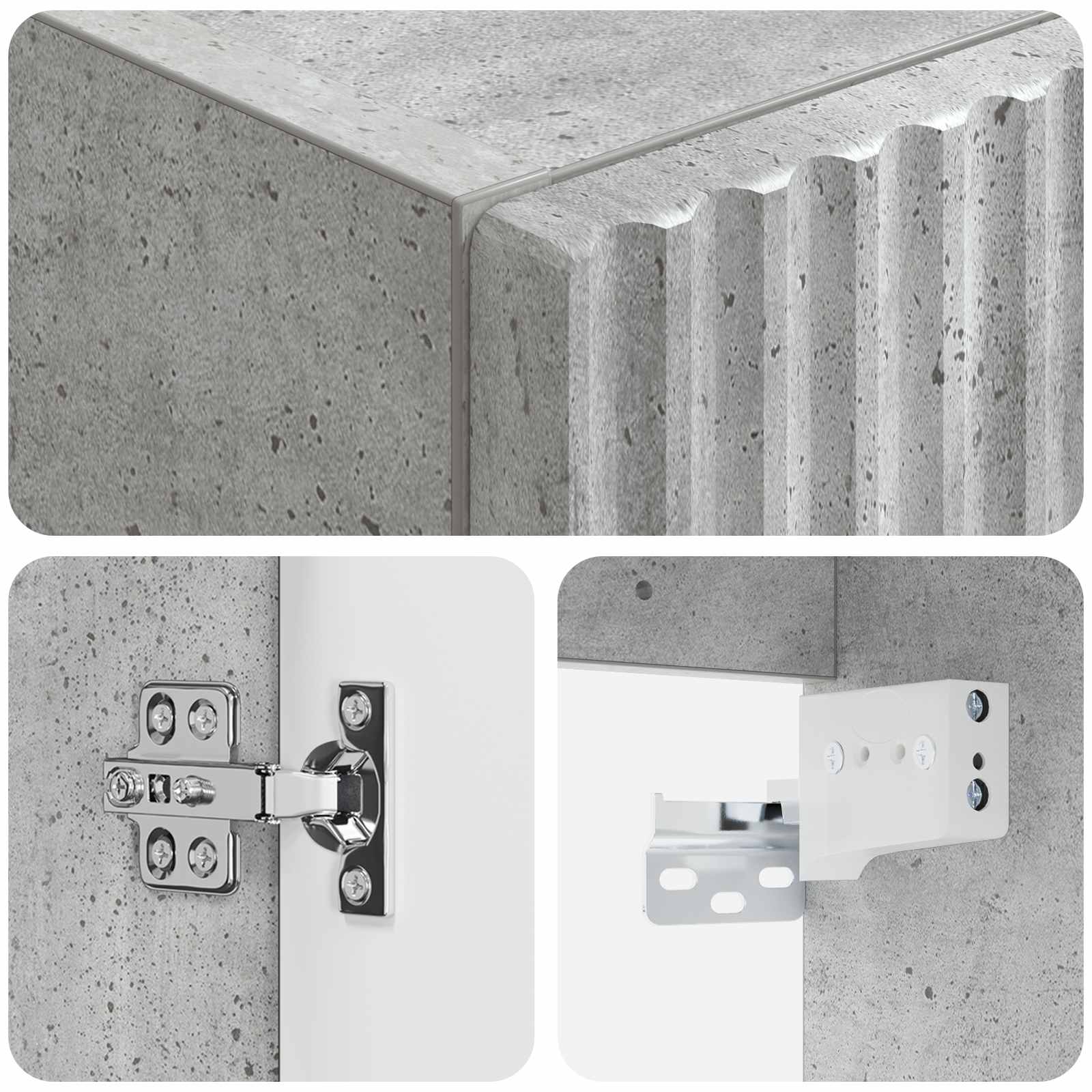 vidaXL Wall-mounted Bathroom Cabinet Concrete Grey 33 x 34.5 x 100 cm 6