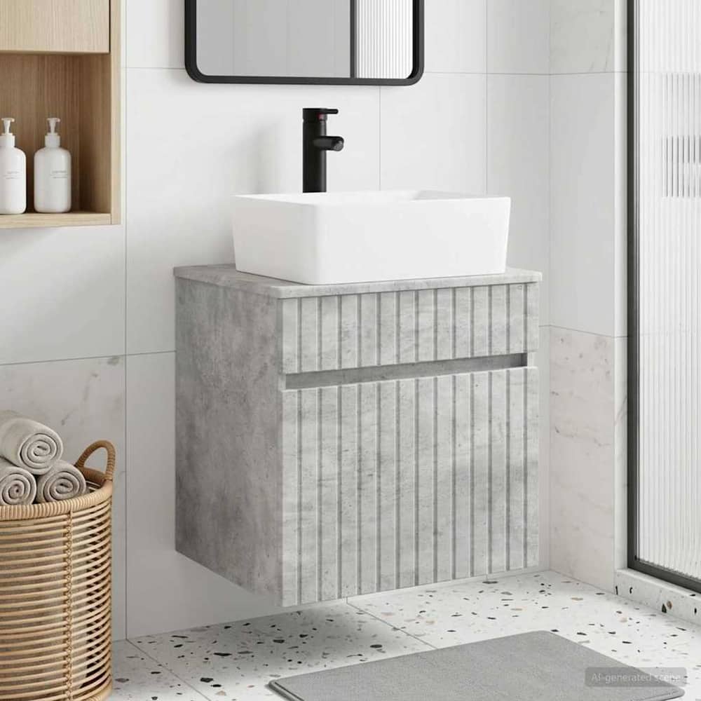 Wall-mounted Bathroom Sink Cabinet 49 x 41 x 80 cm Concrete grey