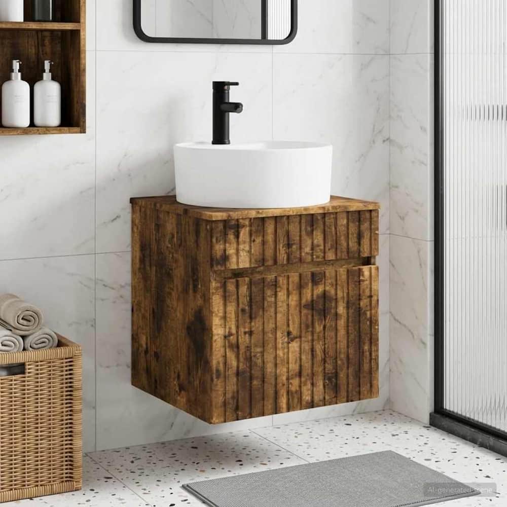 Wall-mounted Bathroom Sink Cabinet 49 x 44.5 x 82 cm Smoked oak